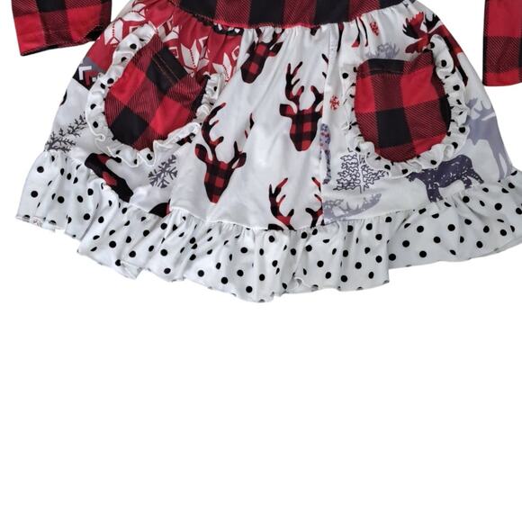NWT Nordstrom Red Black Buffalo Plaid Reindeer Holiday Pants Outfit Small/Medium - Picture 4 of 10